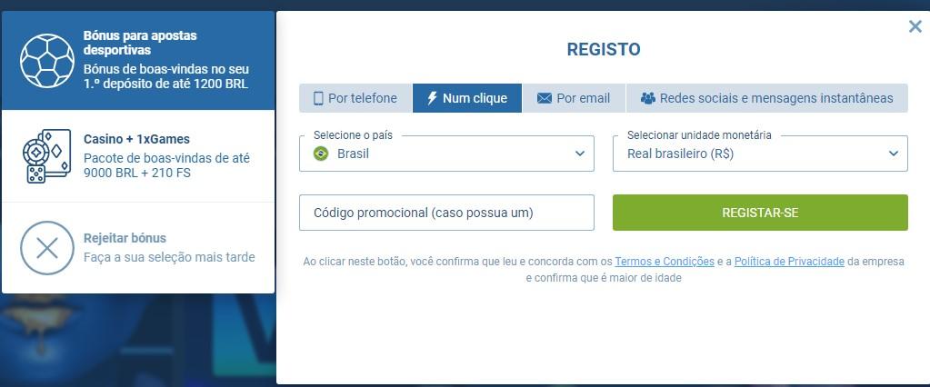 Como registrar uma conta no site da 1xBet