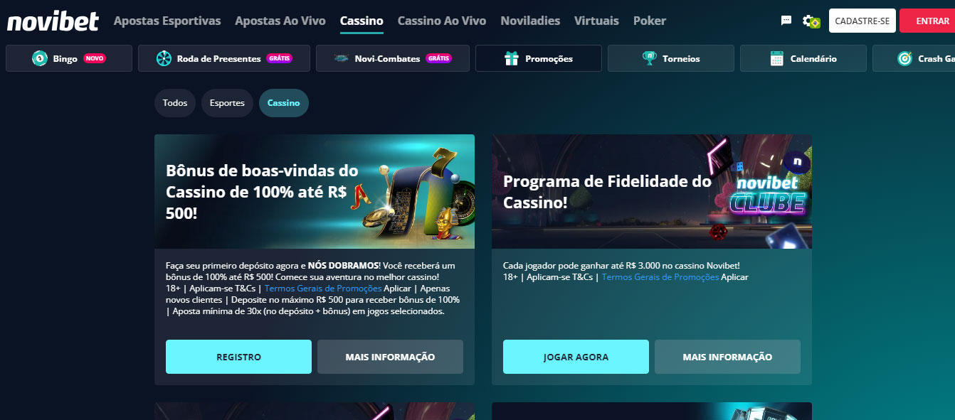 Bônus e Promoções Novibet