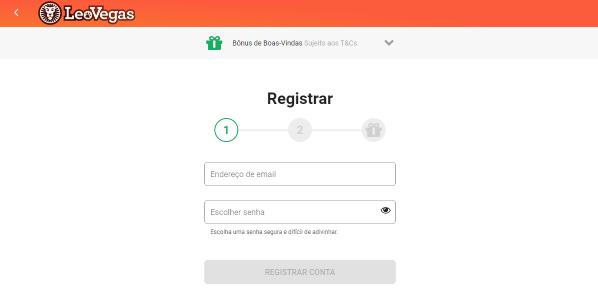 Passo a passo para criar uma conta na Leo Vegas
