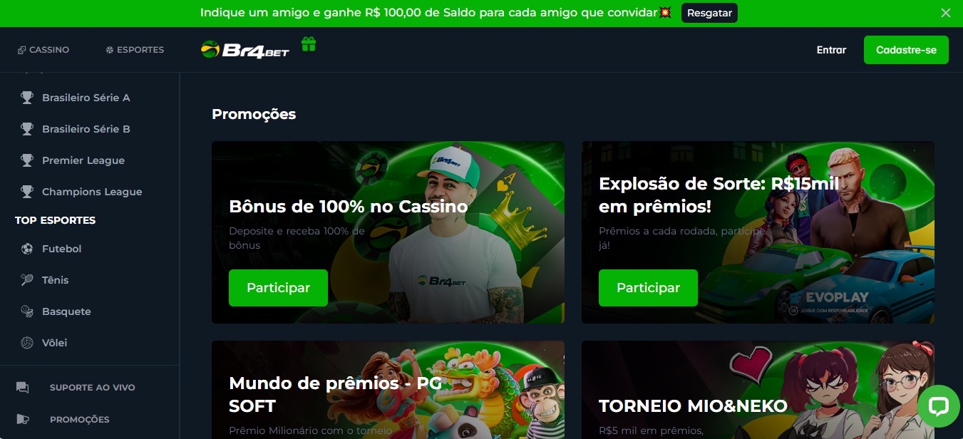 Desfrute dos bônus de boas-vindas e promoções exclusivas da Br4bet