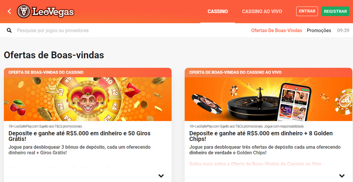 Ofertas de boas-vindas e promoções na Leo Vegas