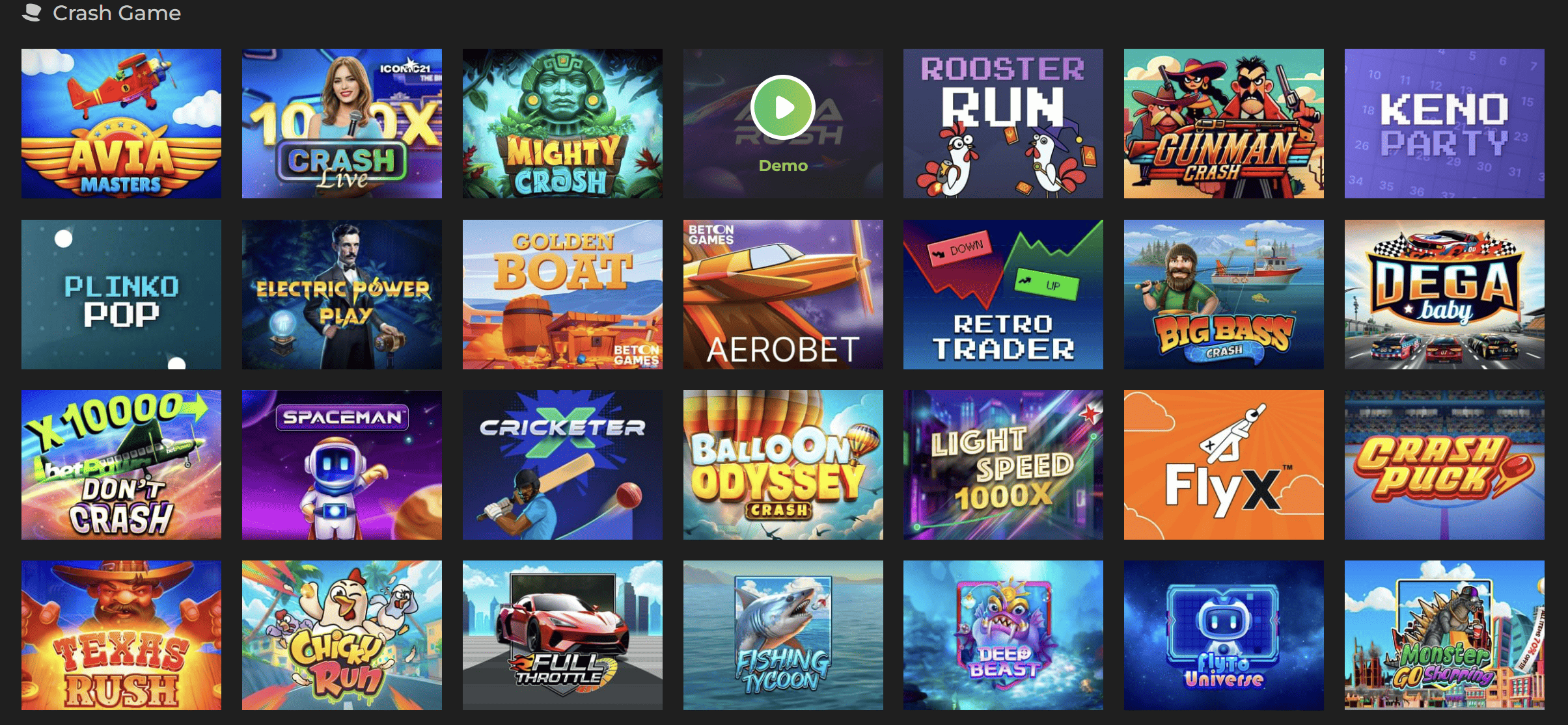 Jogos rápidos e crash