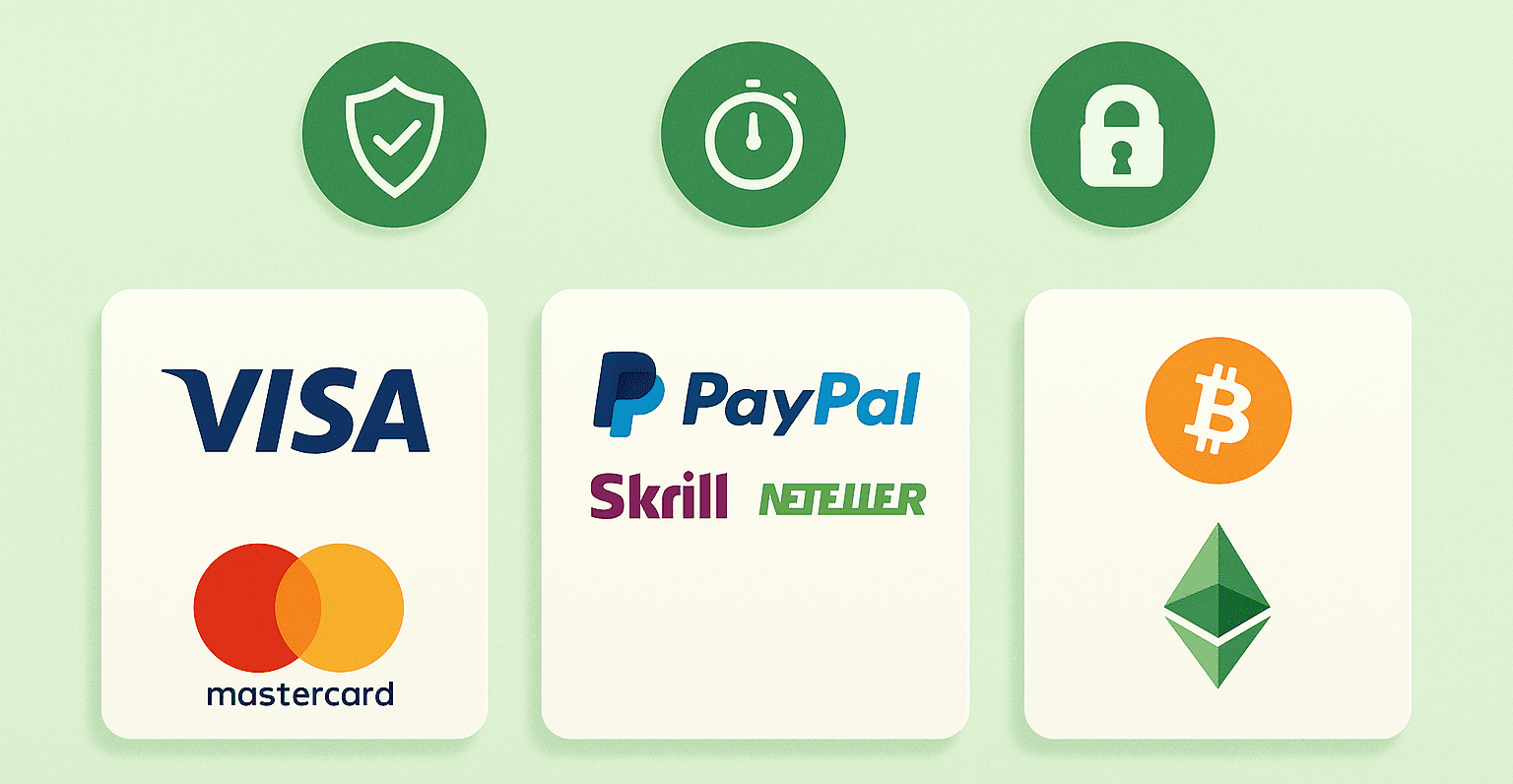 Métodos de Pagamento Diversos e Confiáveis